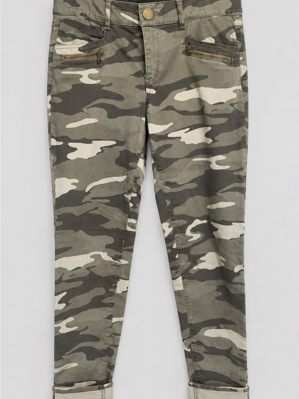 Democracy Ab Solution Camo Skinny Ankle Pants Zip Pocket Size 8